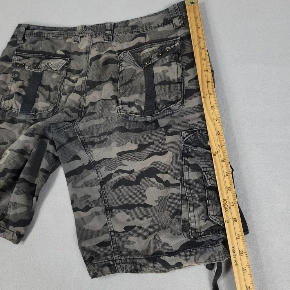 Nick Danger Cargo Shorts Mens 32 Grey Camo Tactical Relaxed Cotton Utility
